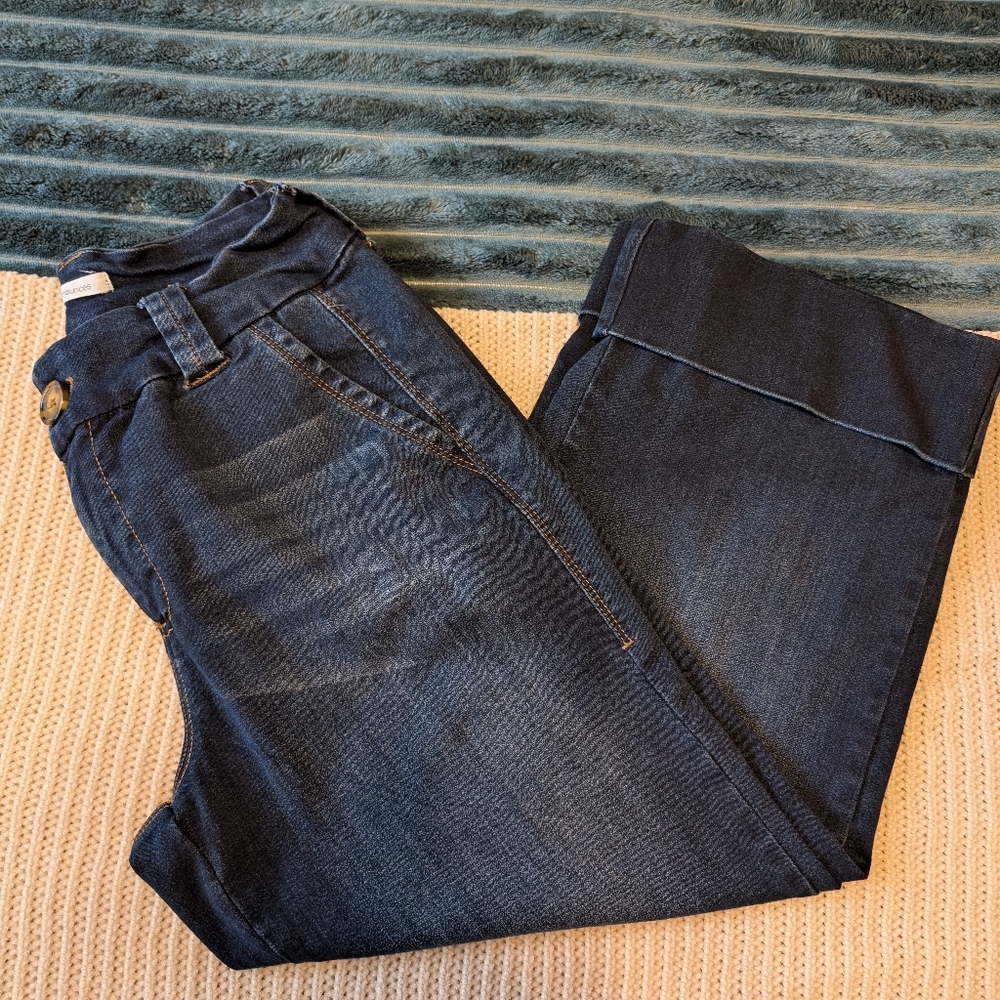 Maurices Dark Blue Wide Leg Denim Crop Pants Size 10